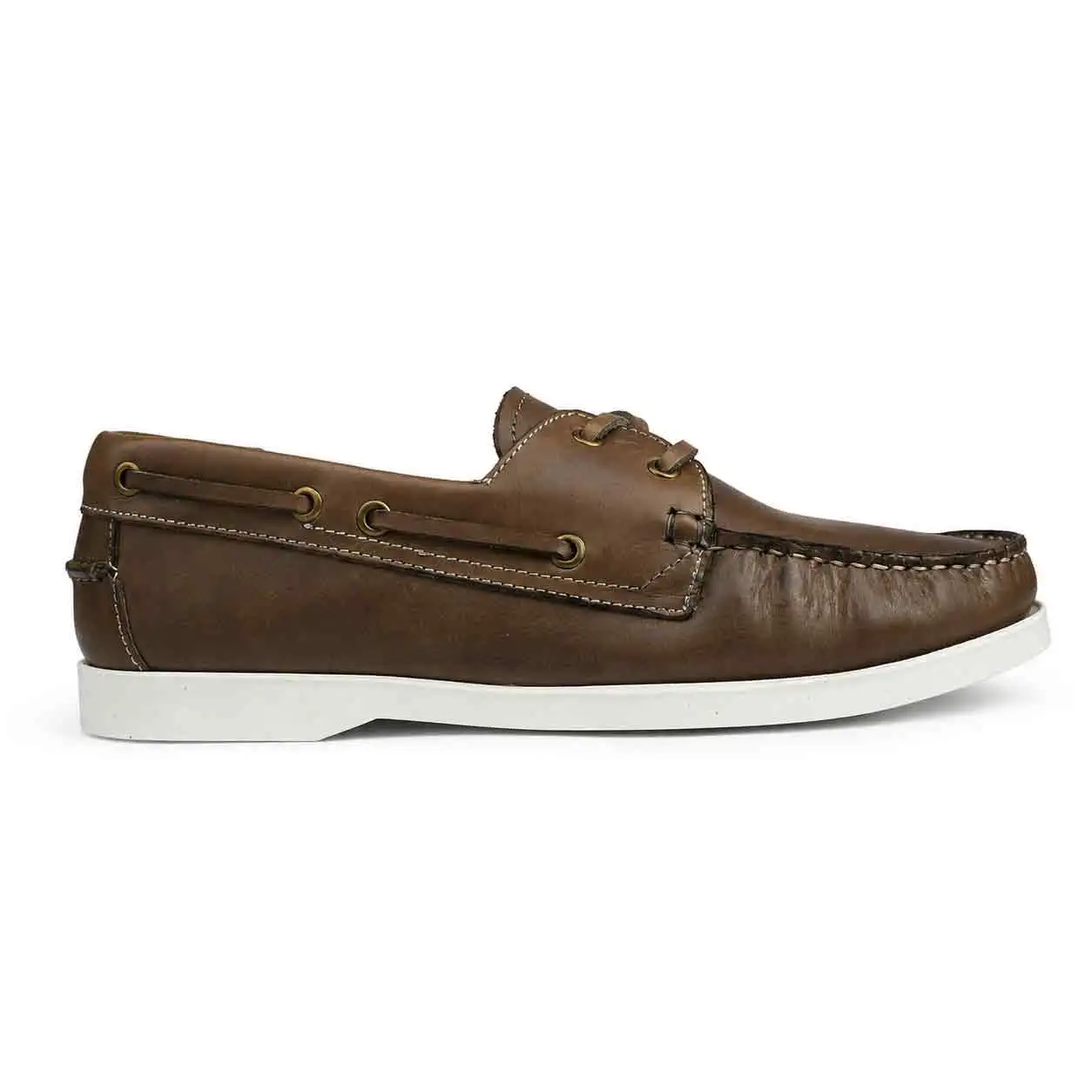 chaussure bateaux homme SEB02 marron kaki cuir miniature